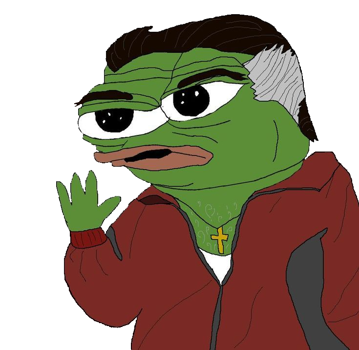 apu, pepe, amphibian, animal, black hair, christian cross, christianity, clothes, cross, frog