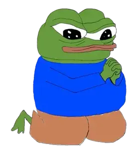 apu, pepe, amphibian, animal, blue shirt, closed mouth, clothes, feet, frog, full body