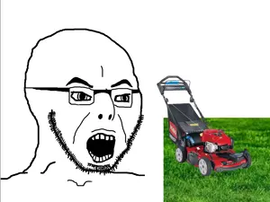 cobson, soyak, fusionjaks, angry, glasses, lawnmower, merge, open mouth, real life, soyjak