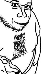 unknown, arm, body hair, clothes, fat, glasses, ruggarell, smile, soyjak, stubble