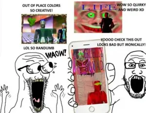excited soyjak, markiplier soyjak, soyak, phoneplier vertical, waow, wewjak, showing phone, 2soyjaks, arm, eyes popping