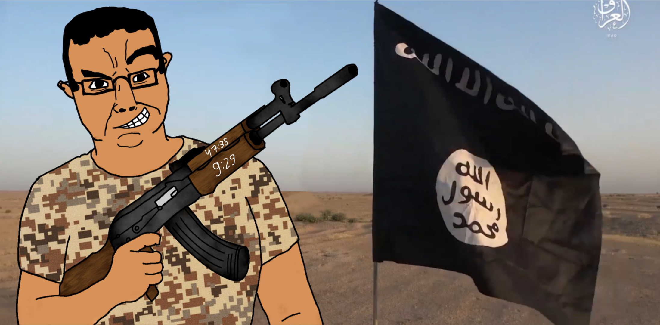 chudjak, chudjak front, ak-47, assault rifle, brown skin, camouflage, christianity, dawla, desert, ear