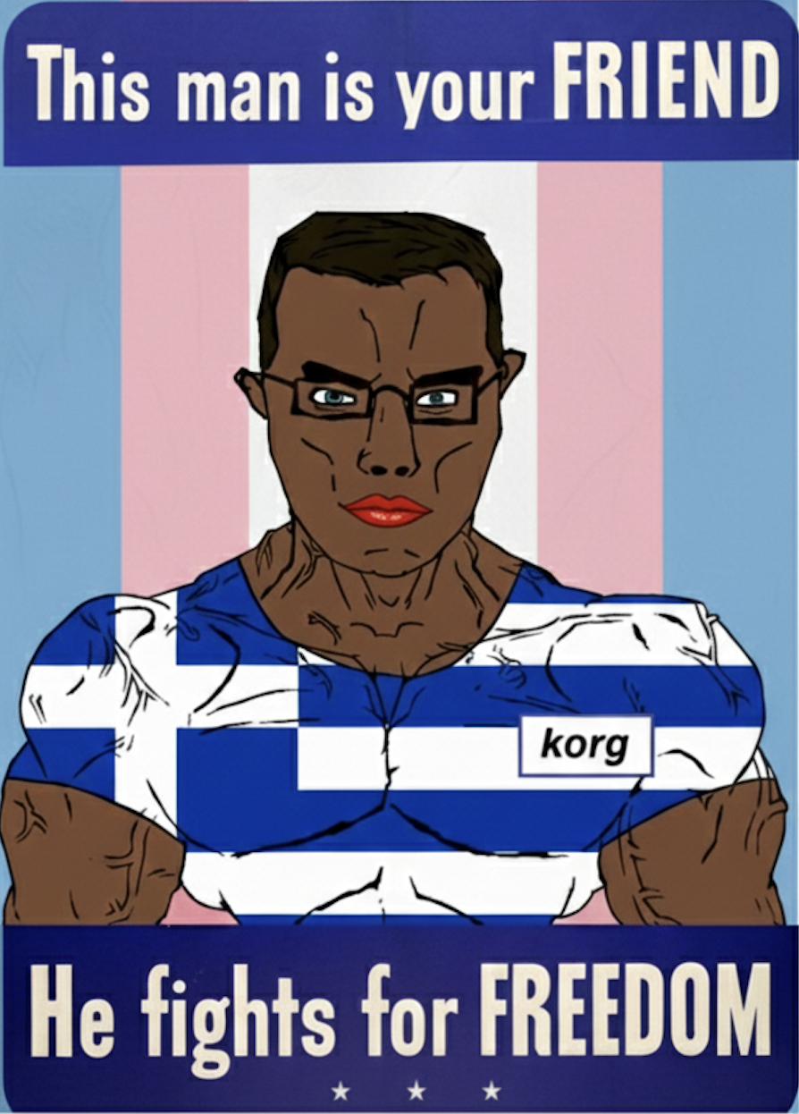 kuzdif, chudjak, chudjak front, muscular chud, brown hair, brown skin, buff, ear, english text, eyebrows