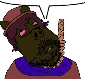 SoyBooru.com - 43295 - distorted flag glasses hair hanging map_(pedophile) mustache oink pedophile pig red_eyes rope soyjak speech_bubble speech_bubble_empty stubble subvariant_scholar suicide variant_gape(1).png