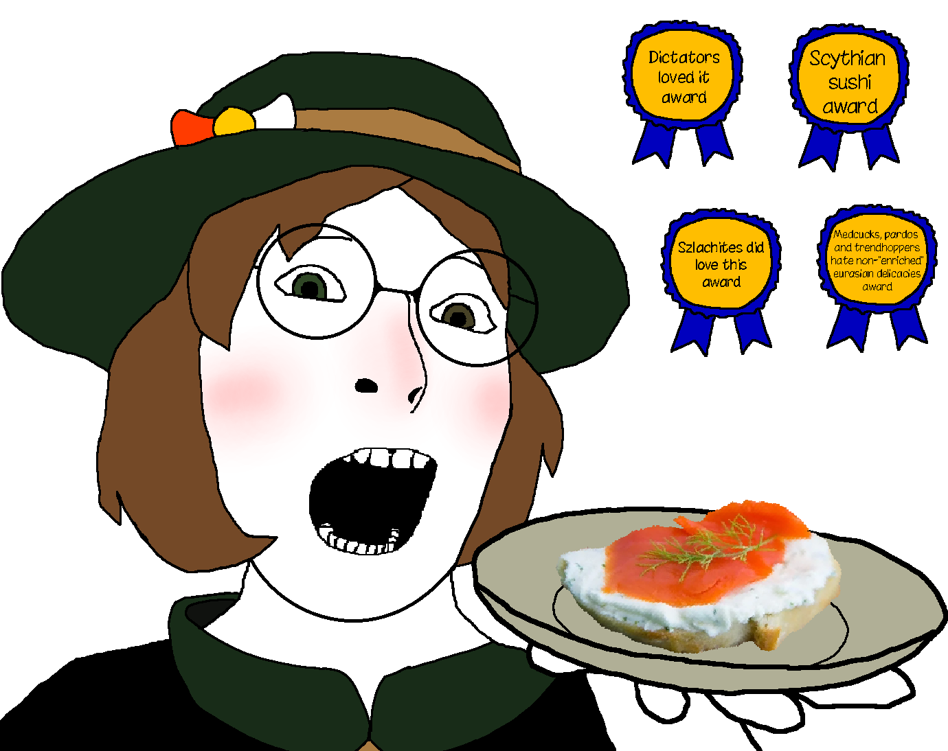 awardsan, cobson, female cobson, femjak, award, blush, buterbrod, clothes, female, food