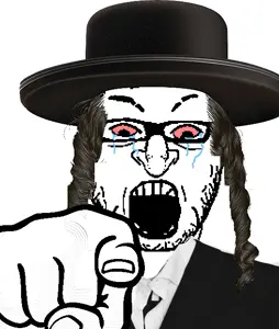 shabbos soy, balding, crying, glasses, jewish hat, jewish nose, jews, kike, nose, open mouth