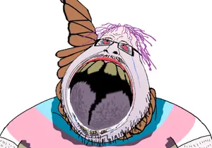 hilbert soyjak, angry, bloodshot eyes, dead, deformed, distorted, glasses, hanging, open mouth, rope