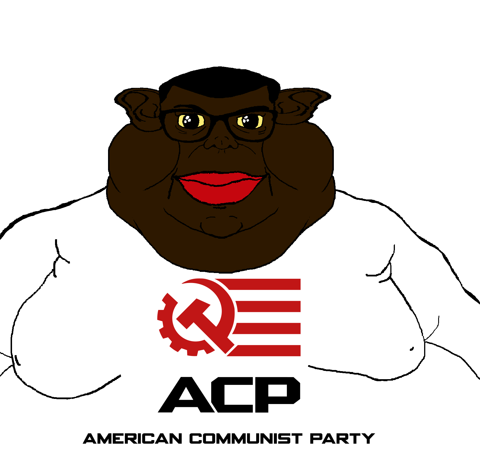 brandon, branigger, acp, american communist party, black hair, black skin, closed mouth, communism, ear, fat