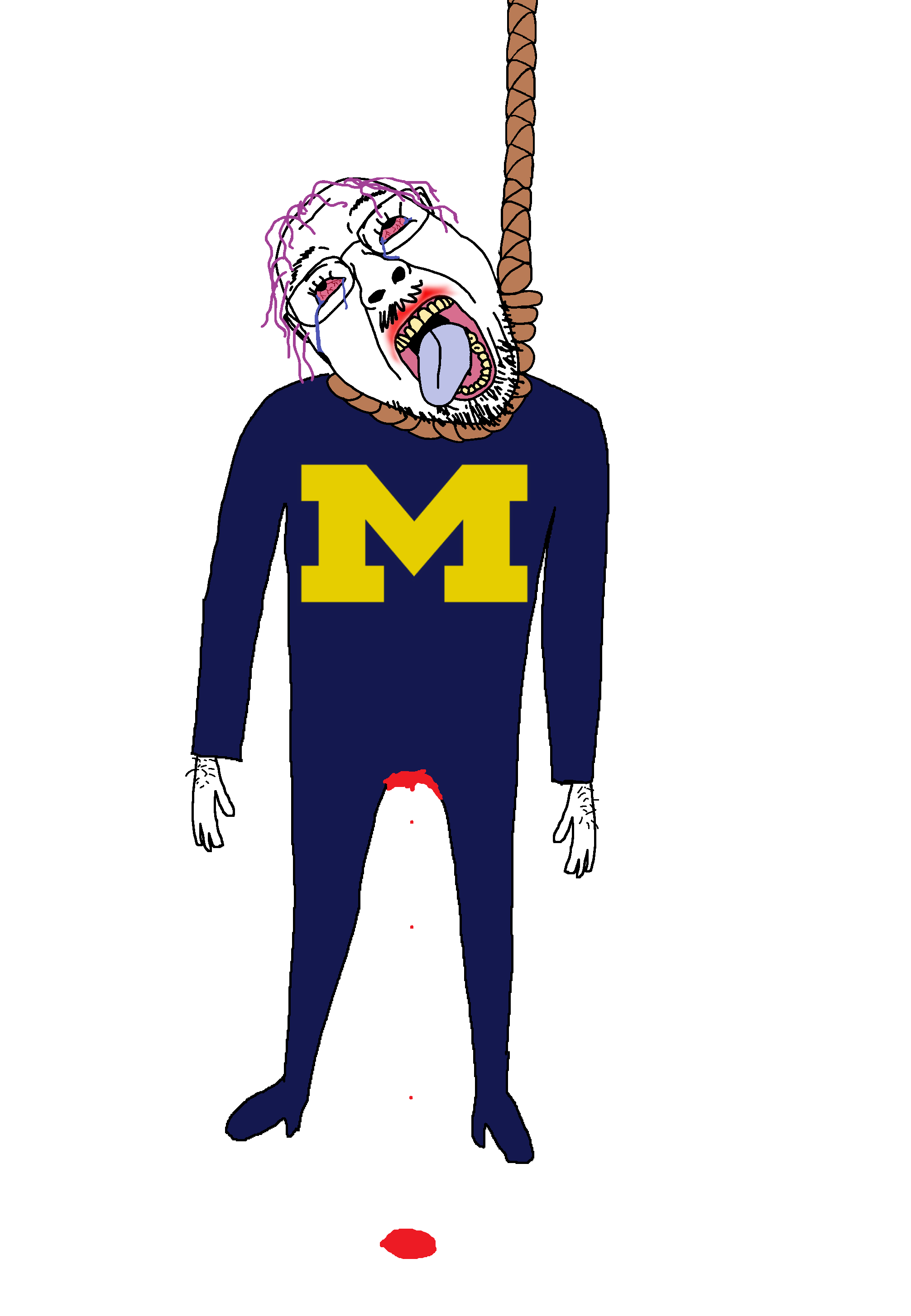 bernd, blood, blood drip, blue pants, blue shirt, college, college football, crying, glasses, hair