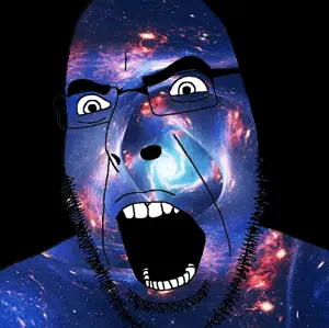 cobson, angry, animated, galaxy, glasses, open mouth, soyjak, space, stubble, universe