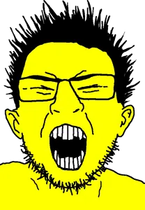 ikarijak, angry, buck teeth, ear, fangs, gook, hair, messy hair, open mouth, stubble