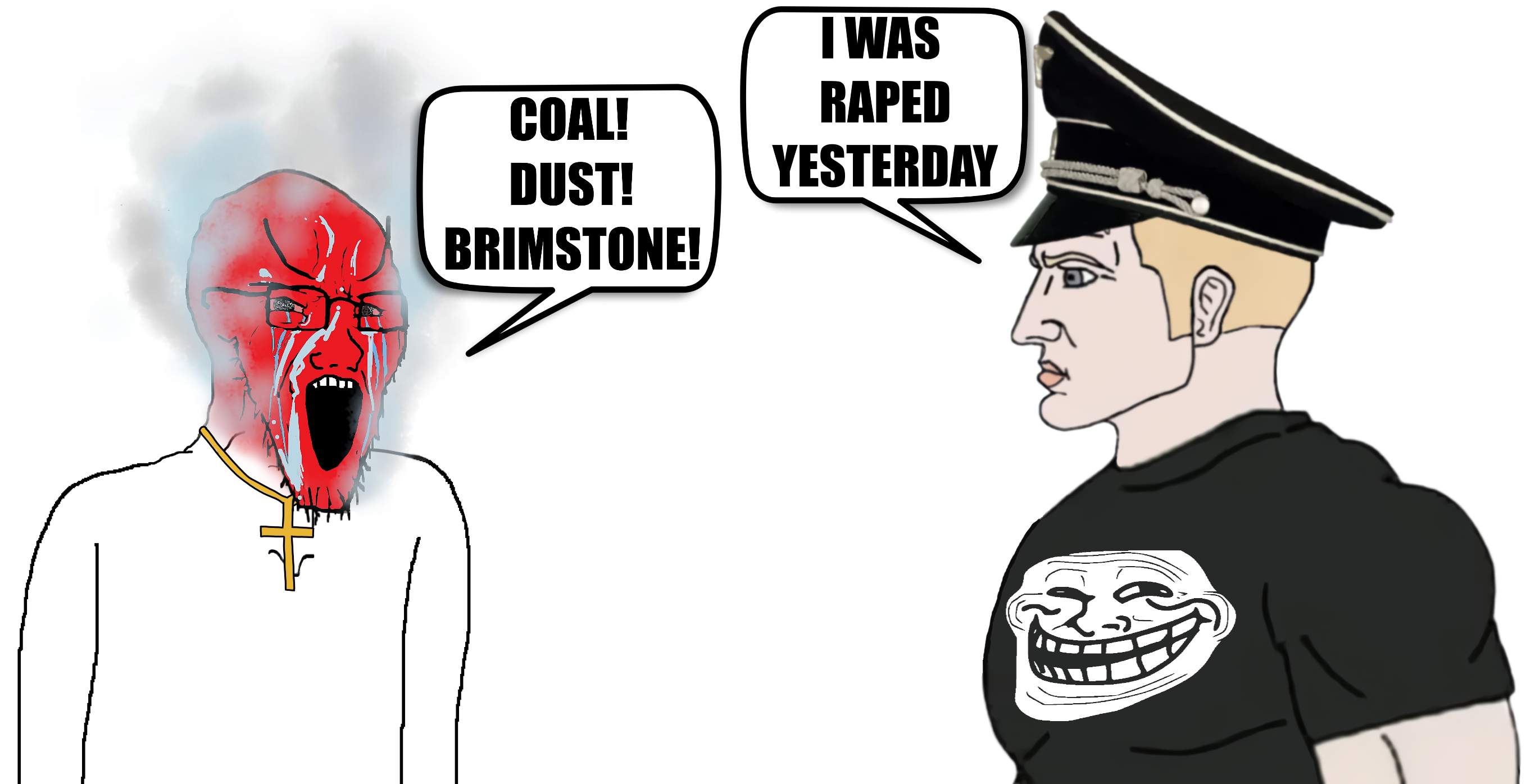trollface, yes chad, soyak, i was raped yesterday, angry, buff, christian cross, christpilled, cross, crying