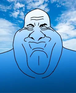 gabagool, blue skin, calm, closed eyes, closed mouth, cloud, gradient, sky, smile