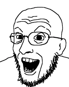 unknown, bald, glasses, open mouth, soyjak, stubble, wrinkles