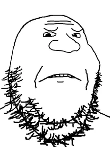 gapejak, bald, big nose, forehead lines, looking at you, nose, sad, soyjak, stubble, white background
