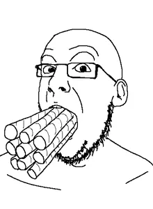 csmokes, bald, full of cigars, glasses, smoking, soyjak, stubble