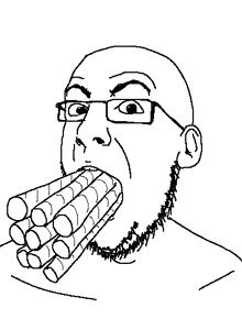 csmokes, bald, eyebrows, full of cigars, glasses, smoking, soyjak, stubble
