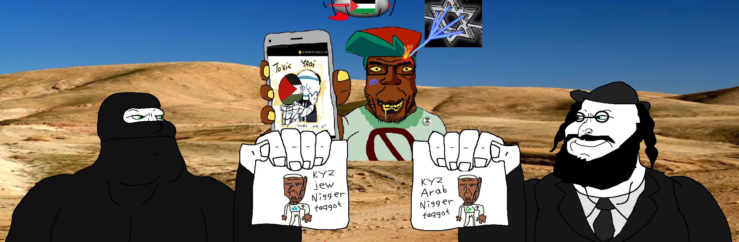 esl fnf pedo, chudjak, markiplier soyjak, meximutt, chudplier, mexiaryan, no more brother wars, arabs, art, black clothing