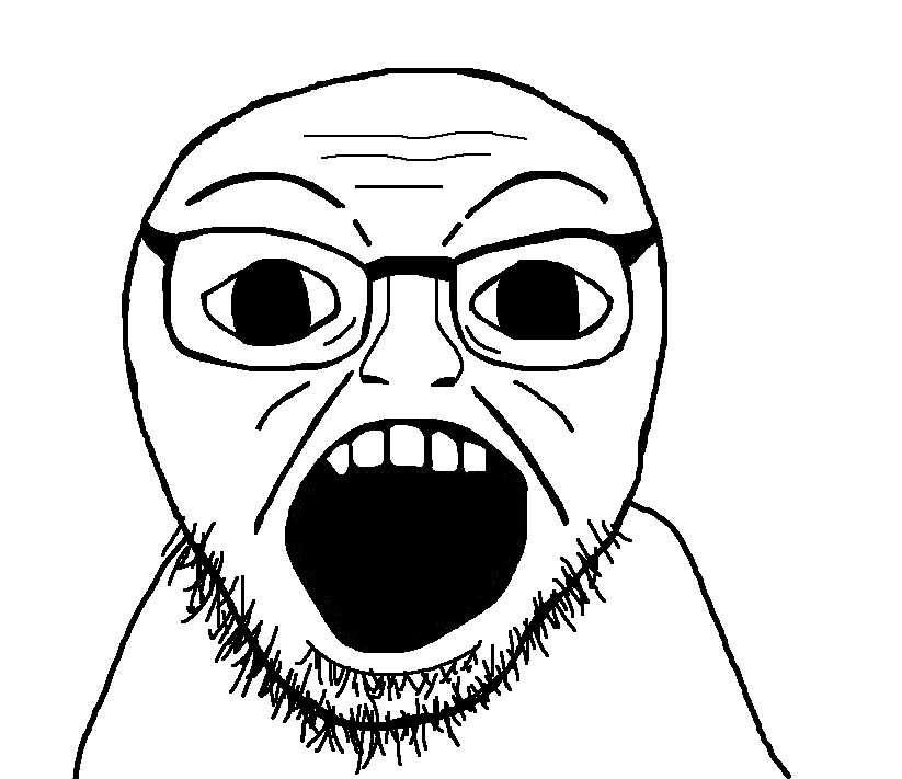 unknown, bald, big eyes, excited, forehead lines, glasses, mech warriors (1992), monochrome, nuvariant, open mouth