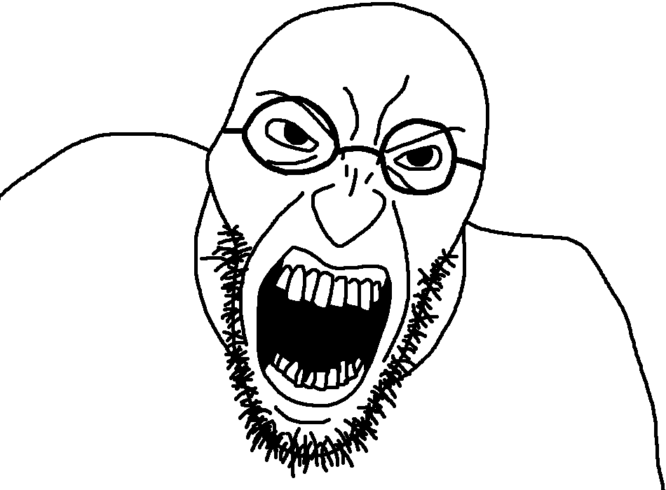 angry soyjak, retraced angryjak, raisinty retraced soyjaks, angry, clothes, glasses, monochrome, morbius, open mouth, redraw