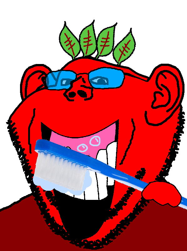 broot, impish soyak ears, brootmoji, animated, beetroot, brush, bubble, gums, hands, looking at you