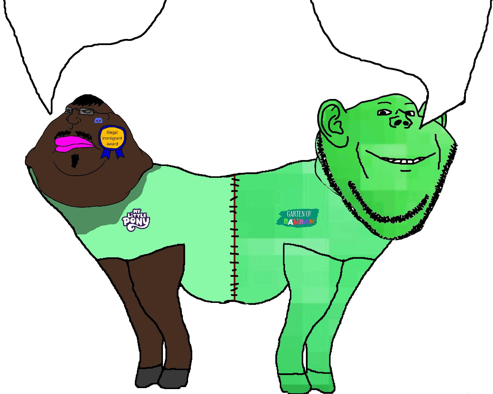 impish soyak ears, meximutt, morbidmutt, my little nametroonies, 2soyjaks, animal, award, bald, big lips, black skin