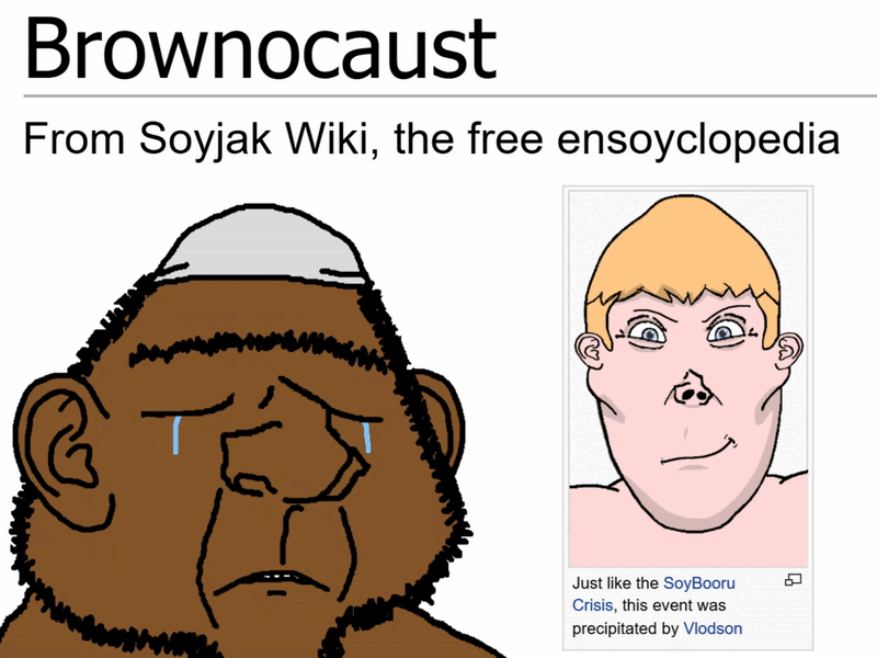 impish soyak ears, vlodson, ishish soyak ears, vlodaryan, aryan, 2soyjaks, a10 eyes, blonde hair, brown skin, brownocaust