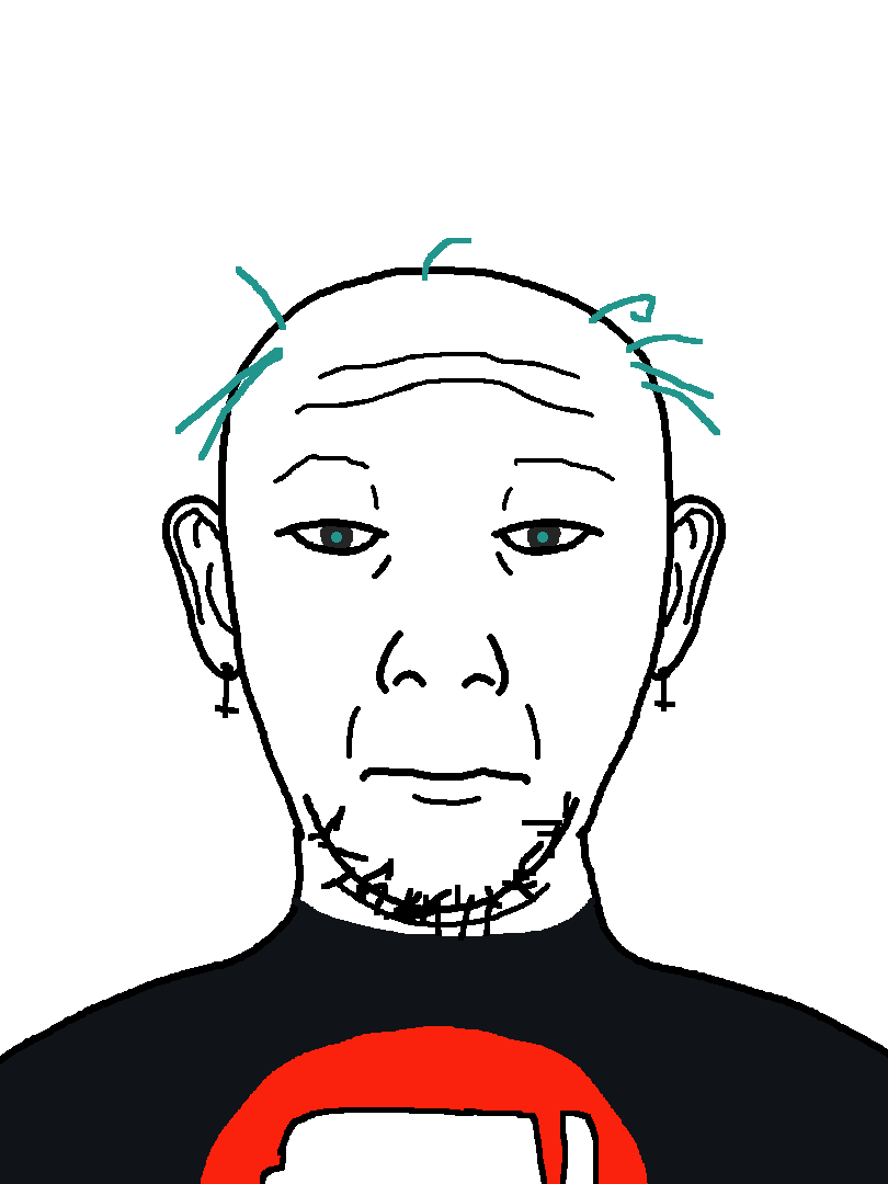 kuzjak, black shirt, blue even doe thats fucking green, blue eyes, blue hair, closed mouth, cross, dislike, ear, earring