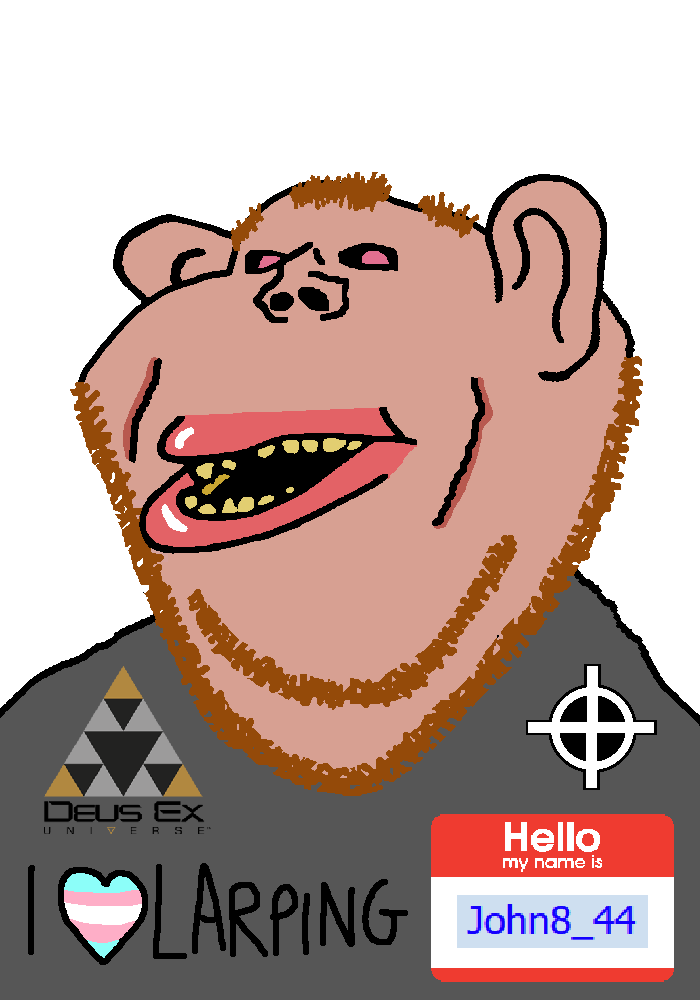 impish soyak ears, impish amerimutt, amerimutt, coomerjak, slopjak, bald, bloodshot eyes, celtic cross, coomer, ear