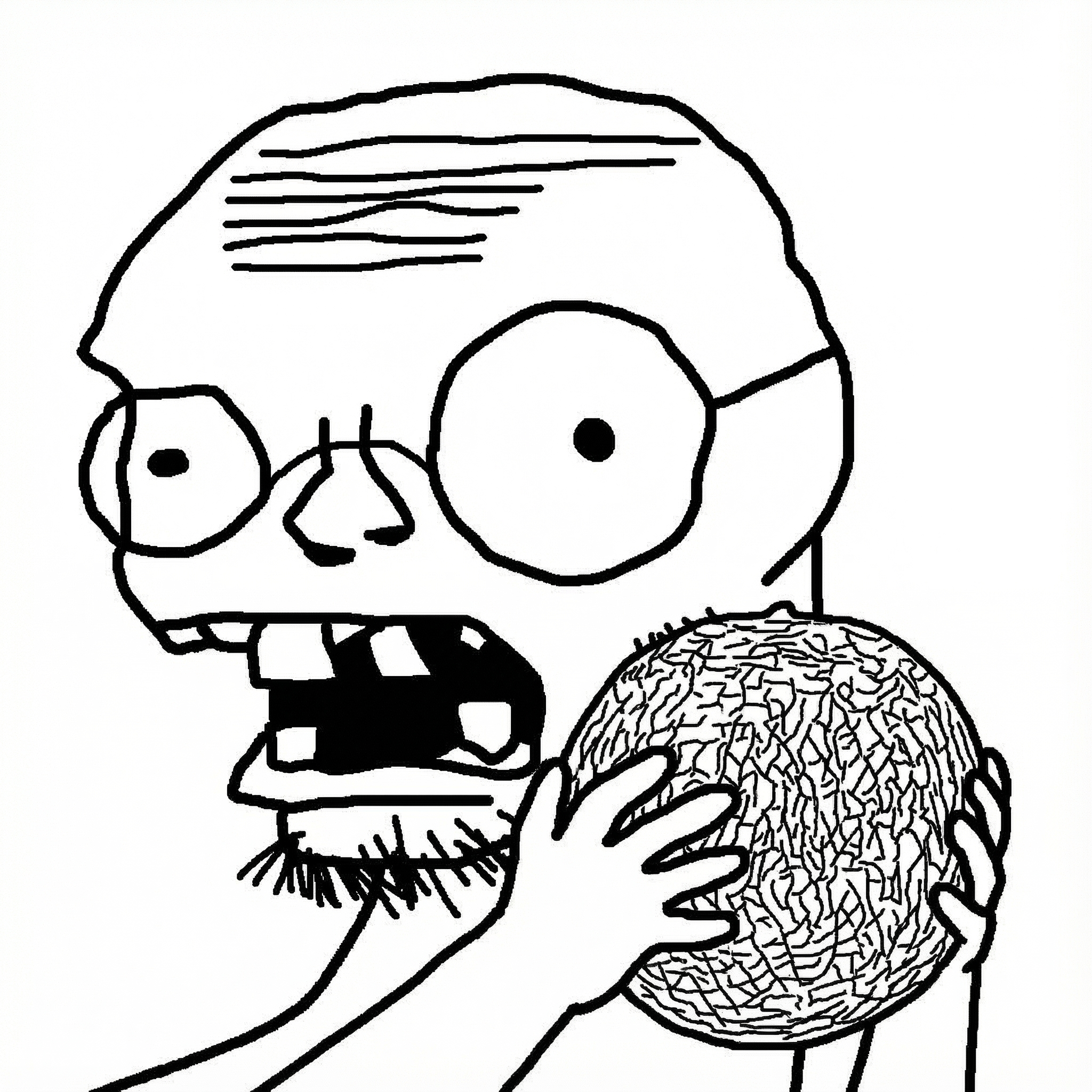 unknown, zombiejak, arm, bald, beard, cantaloupe, finger, food, fruit, glasses