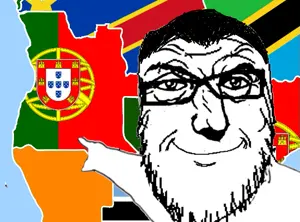 a24 slowburn soyjak, two pointing soyjaks, punisher face, africa, angola, arm, closed mouth, glasses, hair, hands