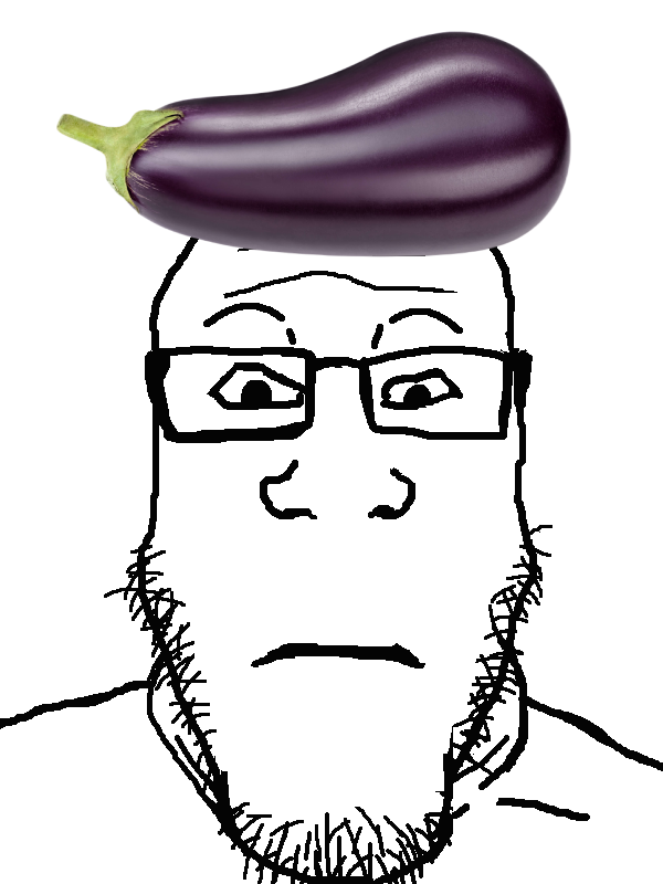 markiplier soyjak, neutralplier, gardenjak, objectplier, bald, egg plant, eggplant, food, glasses, looking at you