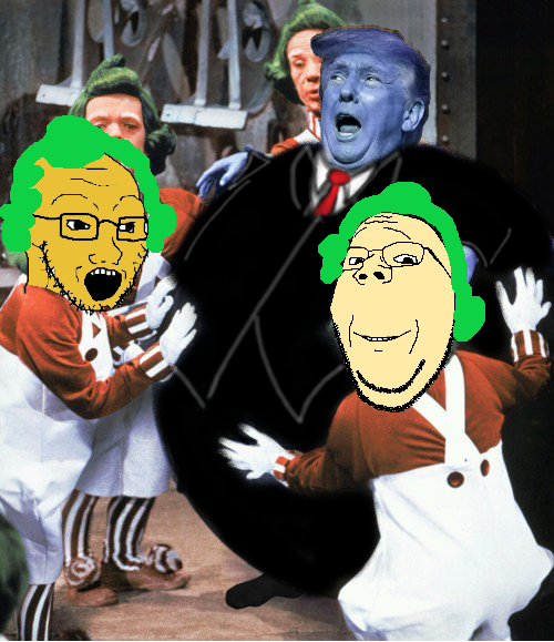 donald trump, gapejak, soyak, wholesome soyjak, 2soyjaks, arm, blueberry, blueberry inflation, charlie and the chocolate factory, food