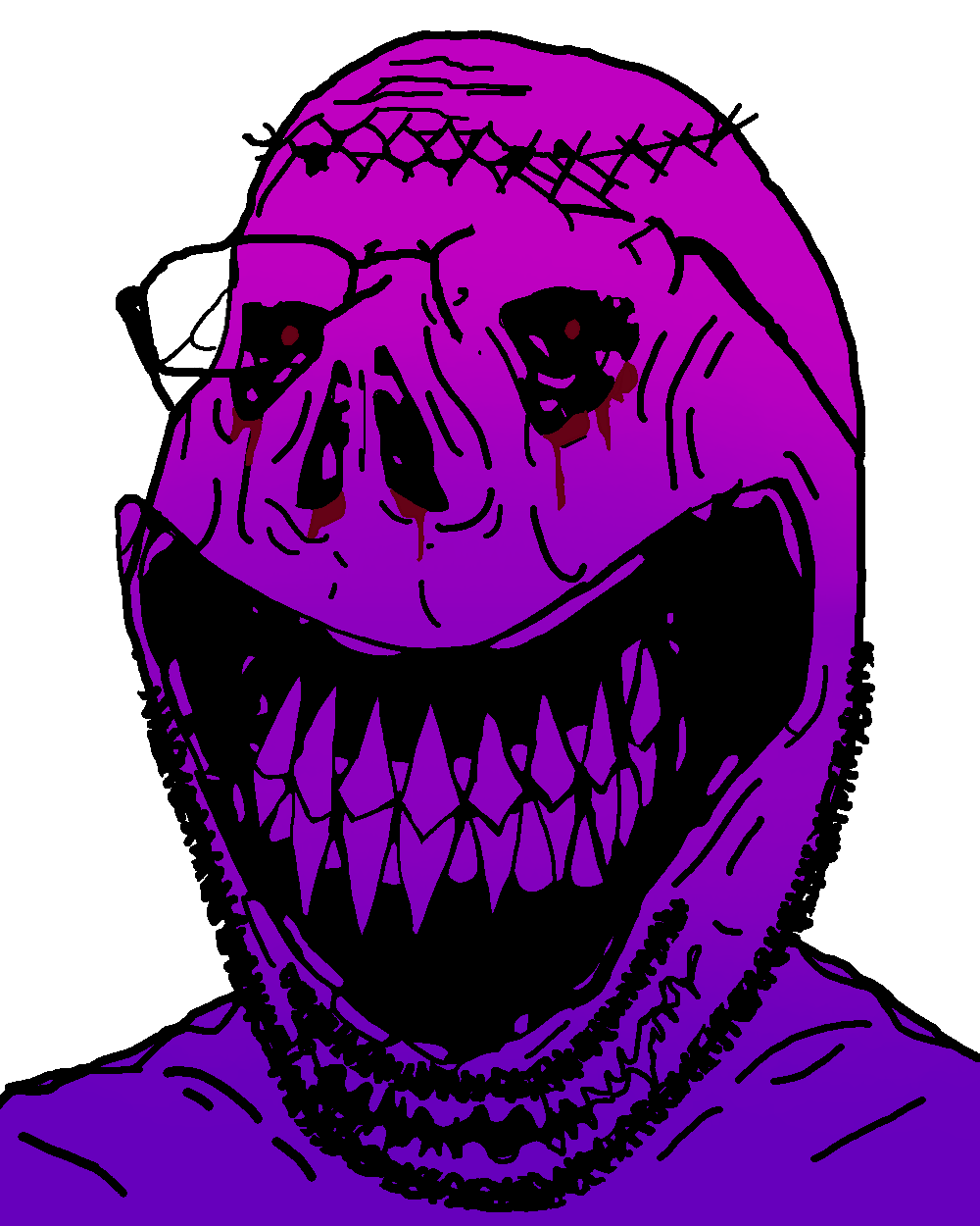 blossom, gapejak, wholesome soyjak, admin 7, black sclera, blood, broken glasses, creepy, creepypasta, crown of thorns