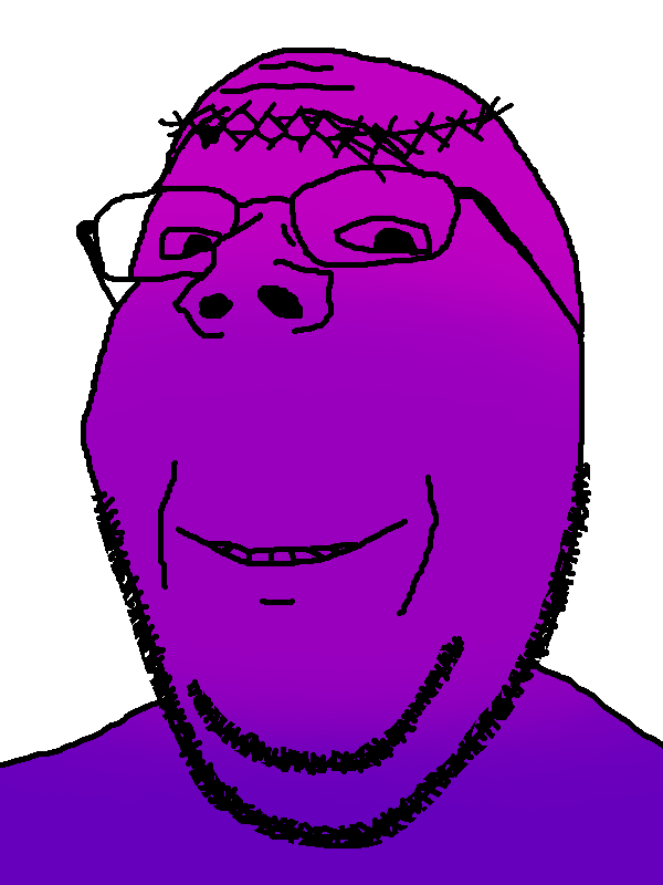 blossom, gapejak, wholesome soyjak, admin 7, bald, creepypasta, crown of thorns, eyebrows, glasses, gradient