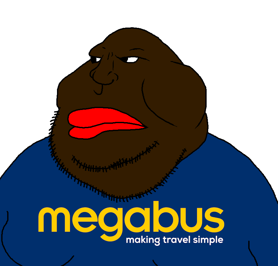 meximutt, 1soyjak, bald, beard, big lips, black skin, brown skin, bus, chin, closed mouth