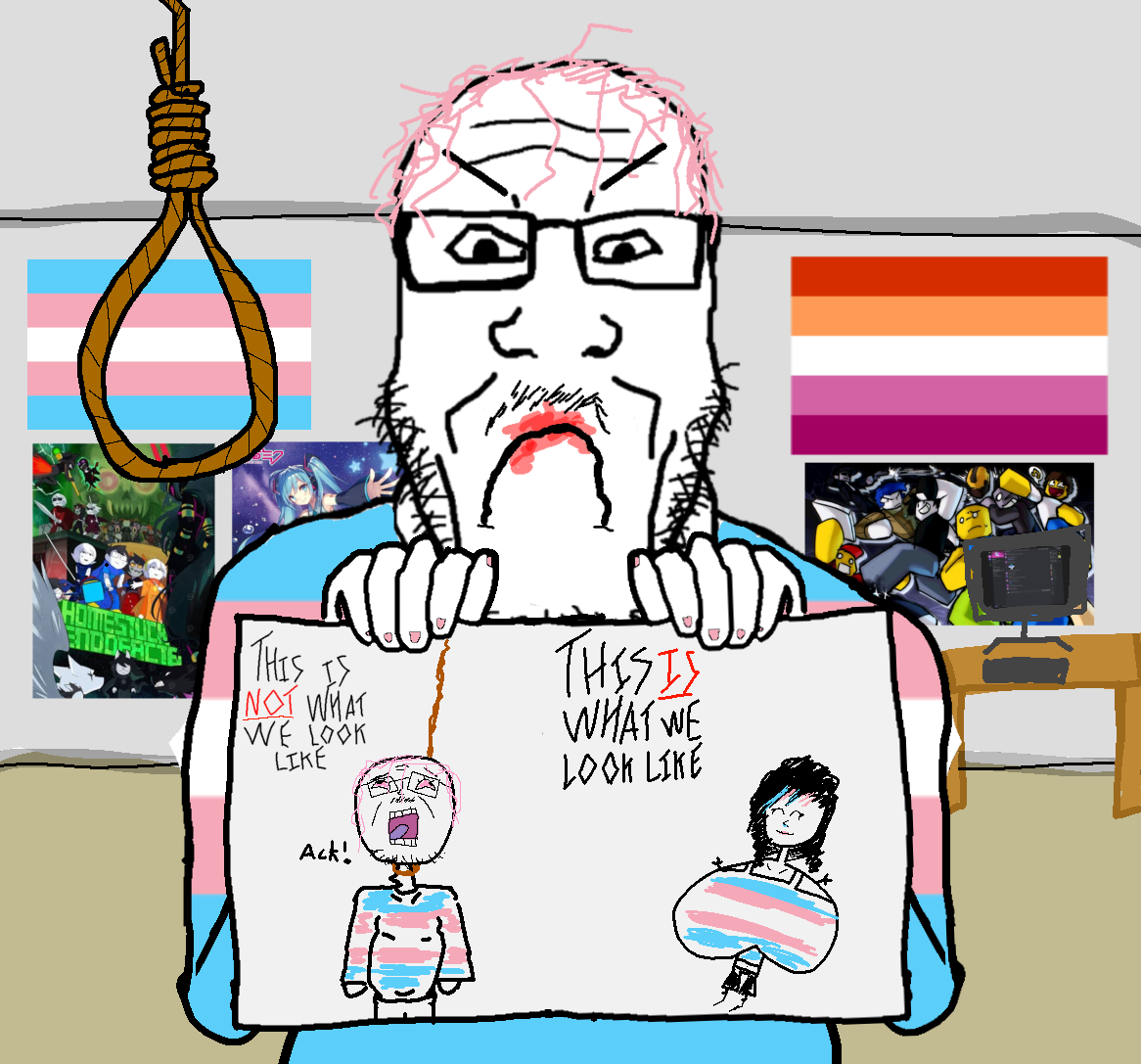 niggerw33d, bernd, markiplier soyjak, 2soyjaks, ack, angry, closed mouth, discord, drawn background, hanging