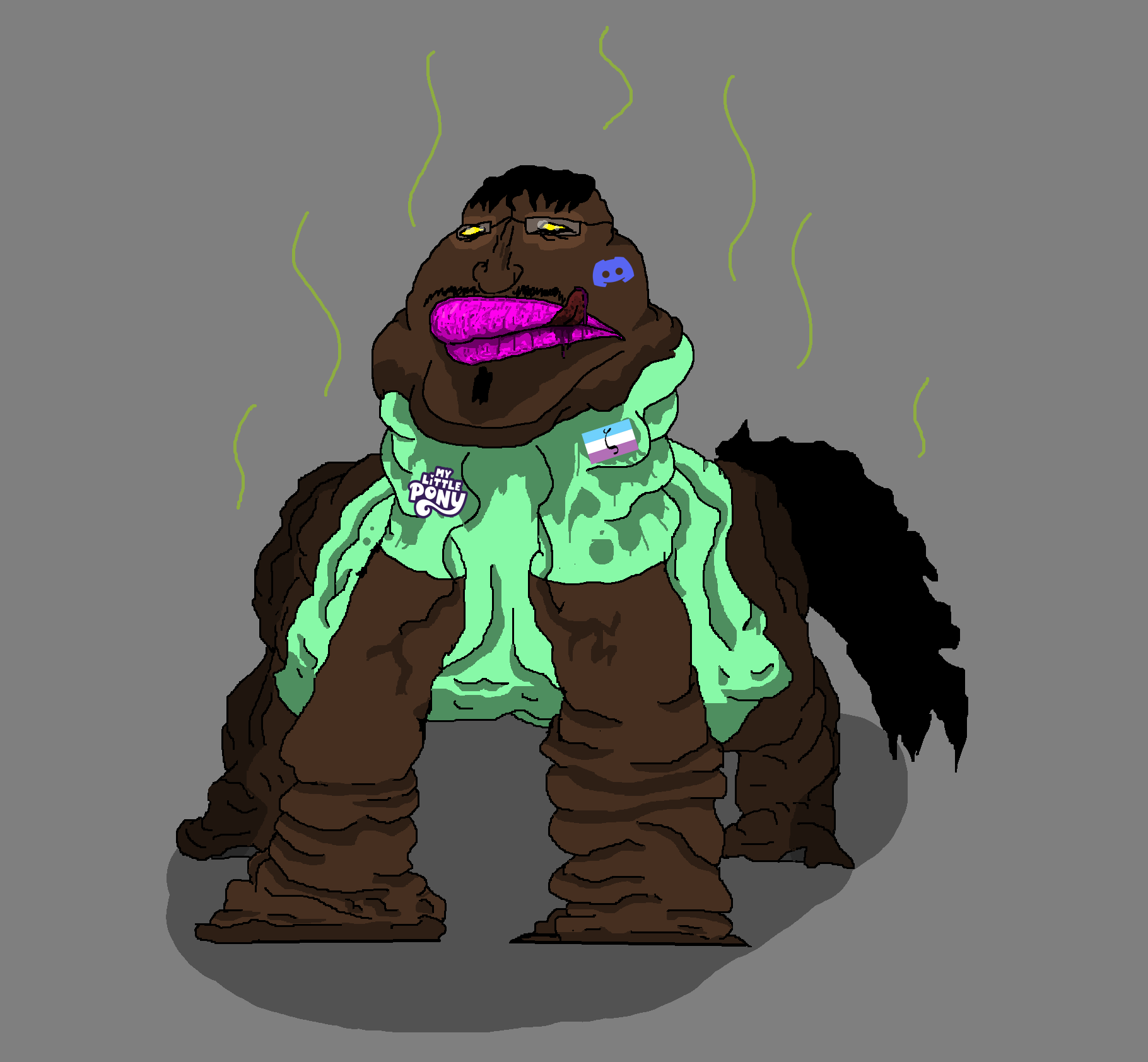 cutecrab, meximutt, morbidmutt, my little nametroonies, animal, black skin, closed mouth, clothes, discord, drawing