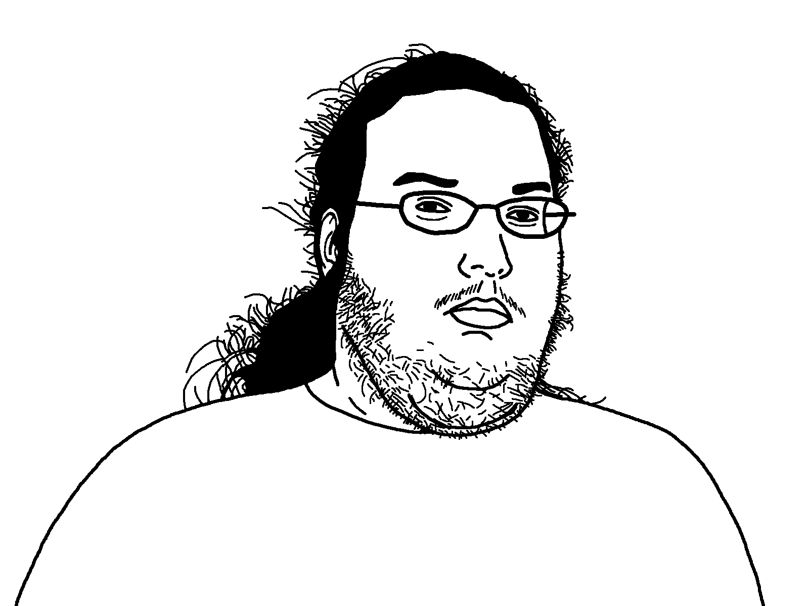 dwellerjak, beard, bushy eyebrows, butthurt dweller, chin, clothes, double chin, ear, fat, glasses