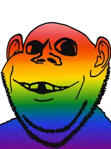 impish soyak ears, swedenborg, colorjak, deformed, ear, gradient, lgbt, smile, soyjak, stubble