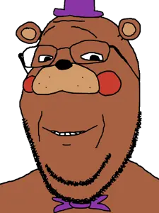 SoyBooru.com - 40234 - animatronic bear closed_mouth clothes five_nights_at_freddy's five_nights_at_freddy's_2 freddy_fazbear glasses hat smile soyjak stubble subvariant_wholesome_soyjak top_hat toy_freddy variant_gapejak video_game (1).png