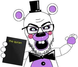 SoyBooru.com - 114739 - aqua_teen_hunger_force arm bibble bible bowtie christianity clothes ear five_nights_at_freddy's five_nights_at_freddy's_night freddy_fazbear hair hand helpy holding_book holding_object open_mouth soyjak teeth tex (1).png