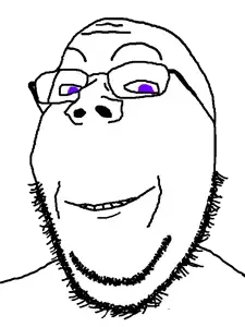 SoyBooru.com - 64413 - beard glasses pink_eyes smile stubble subvariant_modern_wholsome_soyjak subvariant_wholesome_soyjak variant_gapejak (2).png
