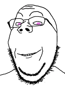 SoyBooru.com - 64413 - beard glasses pink_eyes smile stubble subvariant_modern_wholsome_soyjak subvariant_wholesome_soyjak variant_gapejak (1).png