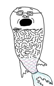 SoyBooru.com - 165466 - andrew_visser bald fins fish gartic_phone gills glasses mermaid open_mouth stubble variant_unknown white_background (1).png
