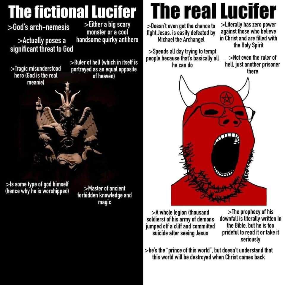 gapejak, baphomet, black sclera, christianity, cleavage, demon, facial mark, forehead mark, glasses, horns