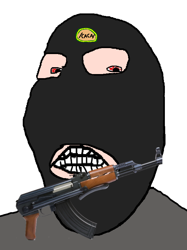 gapejak, angry, armed, baby, balaclava, black mask, bloodshot eyes, caca, emblem, gray shirt