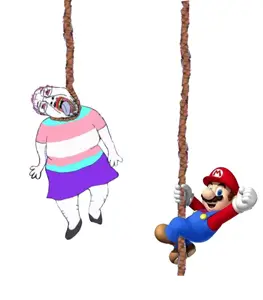 mario, bernd, hanging troonjak, troonjak, ack, arm, bloodshot eyes, clothes, crying, full body