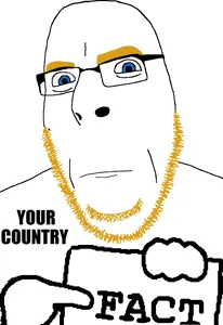 cobson, countryaryan fact!, blonde hair, blue eyes, fact, glasses, hair, holding object, looking at you, sign