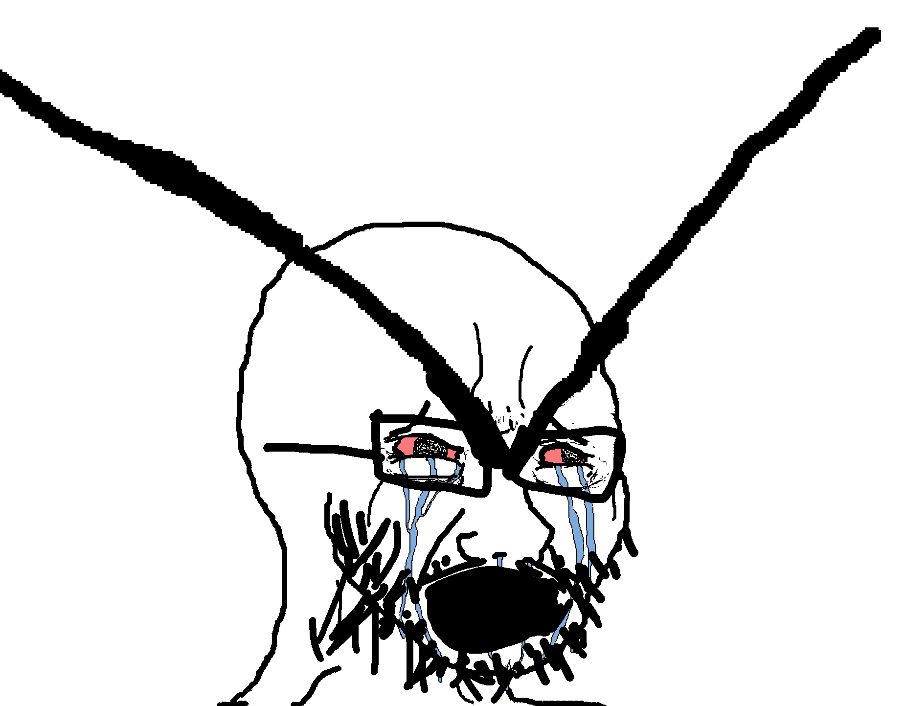 cryboy soyjak, selfish little fuck, remastered soyjaks, 1soyjak, aliased, asset, bald, big eyebrows, bloodshot eyes, crying